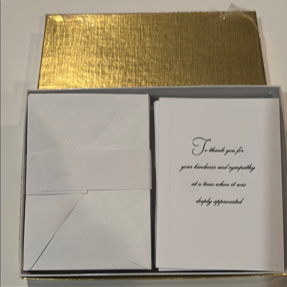 Elegant Thank You Sympathy Card Set with Gold Box 48 (Funreal)